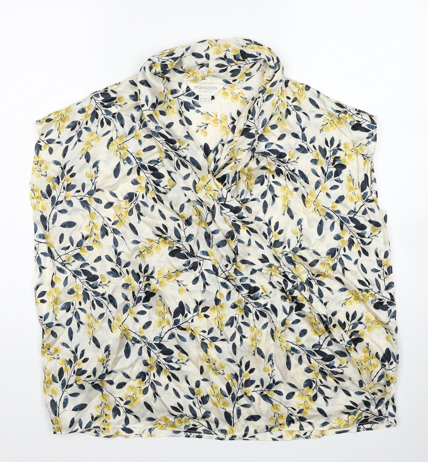 Monsoon Womens Multicoloured Floral Viscose Basic Blouse Size 18 V-Neck