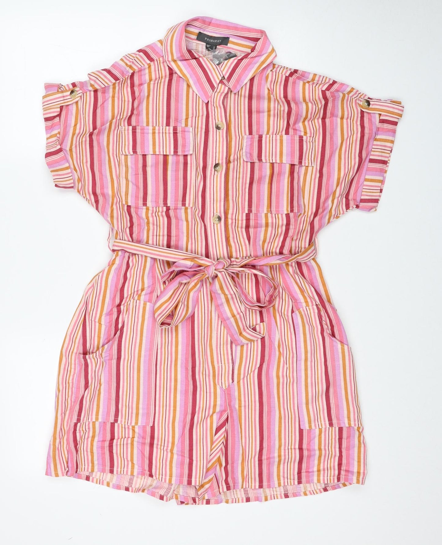 Primark Womens Multicoloured Spotted Viscose Playsuit One-Piece Size 16 Button