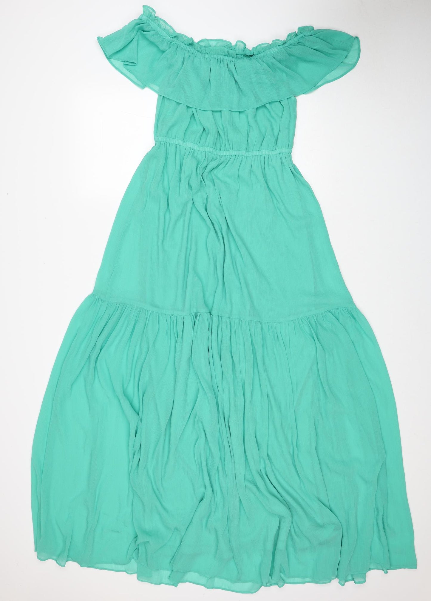Et Vous Womens Green Polyester Ball Gown Size 12 Off the Shoulder Pullover