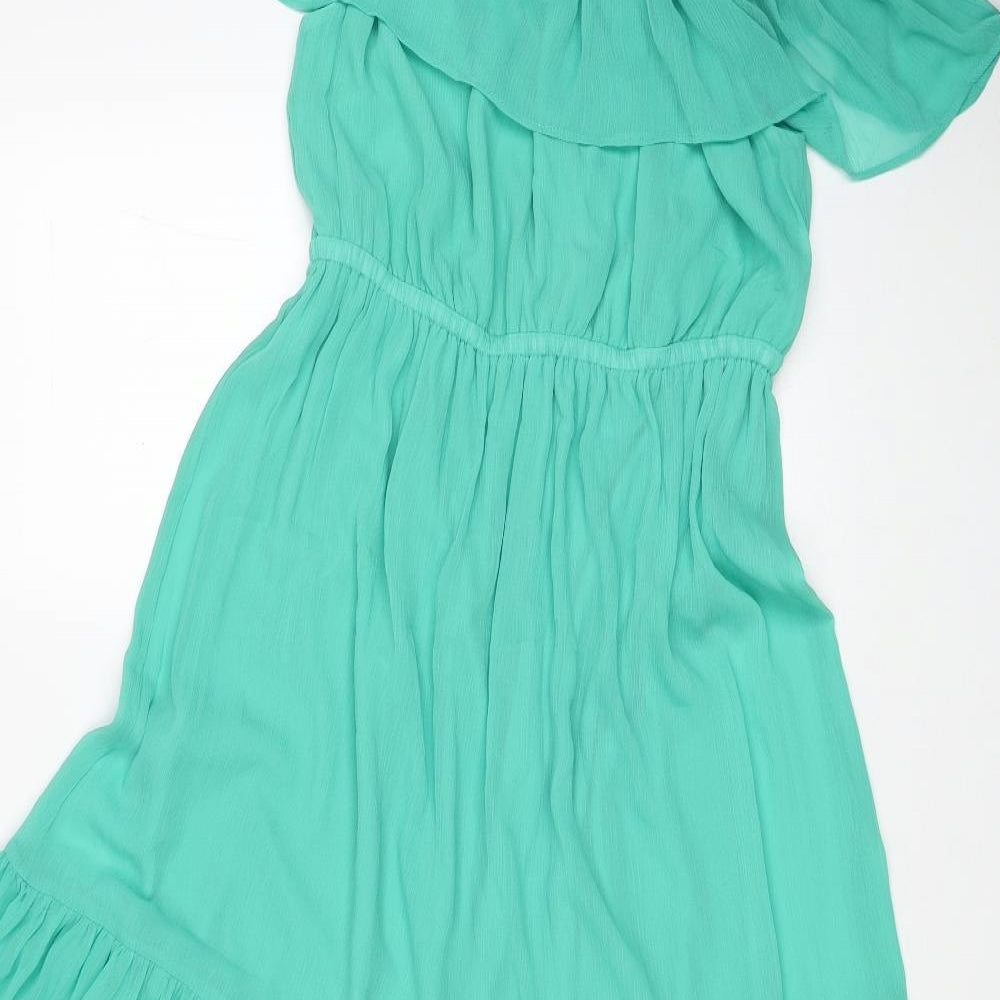 Et Vous Womens Green Polyester Ball Gown Size 12 Off the Shoulder Pullover
