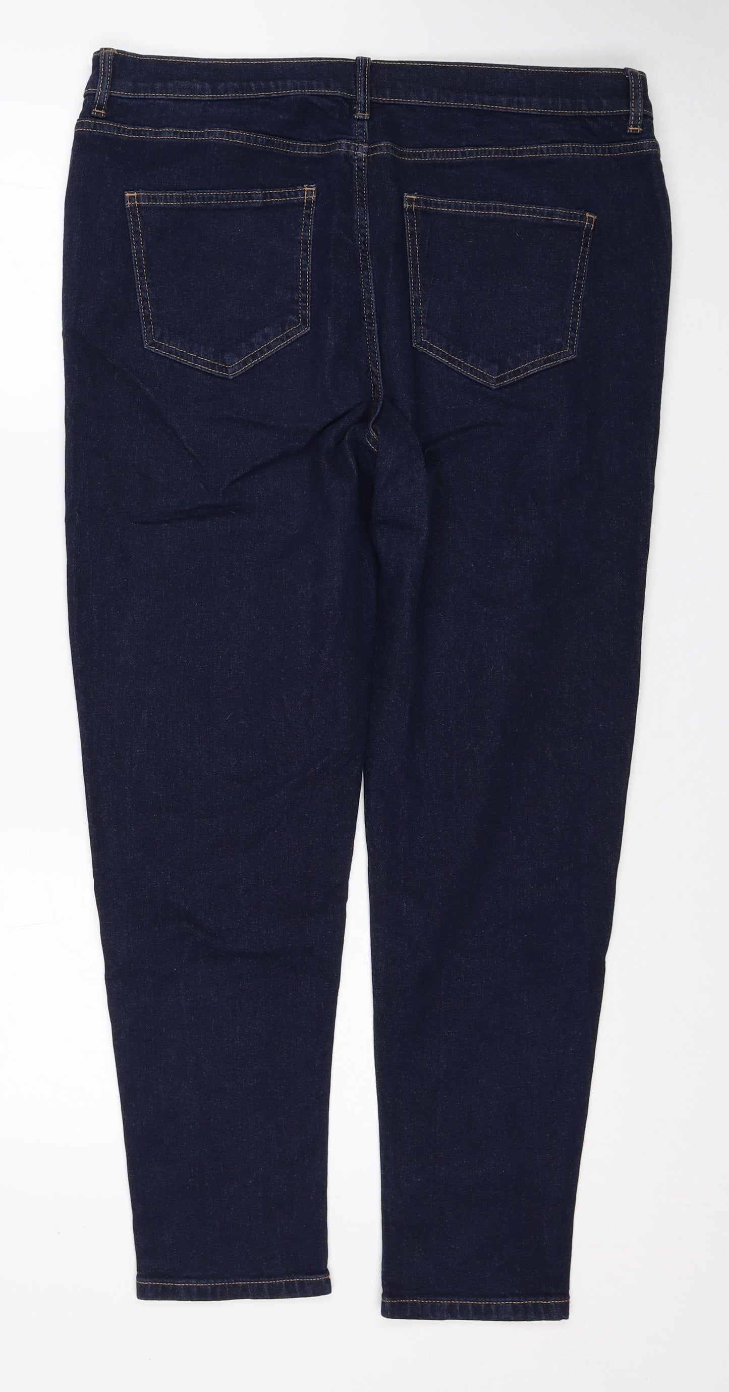Marks and Spencer Womens Blue Cotton Skinny Jeans Size 16 Regular Zip