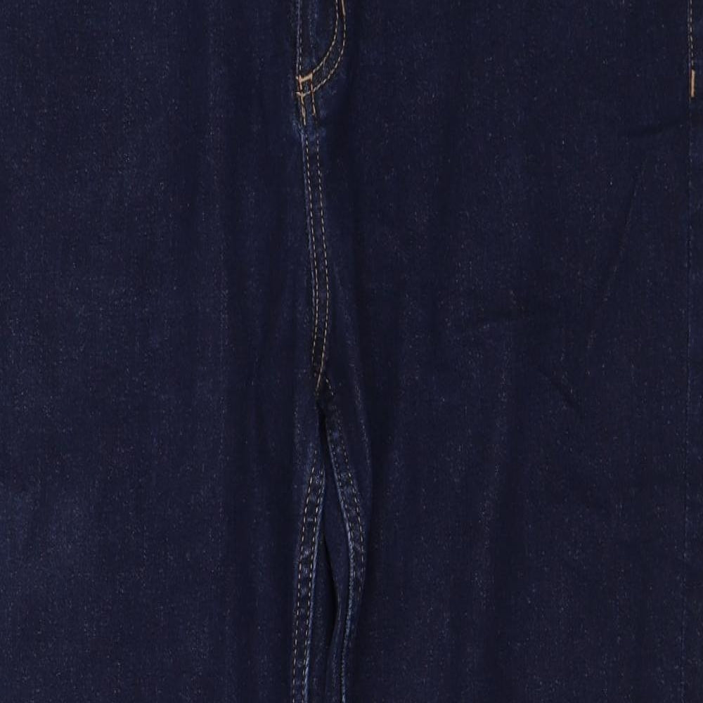 Marks and Spencer Womens Blue Cotton Skinny Jeans Size 16 Regular Zip