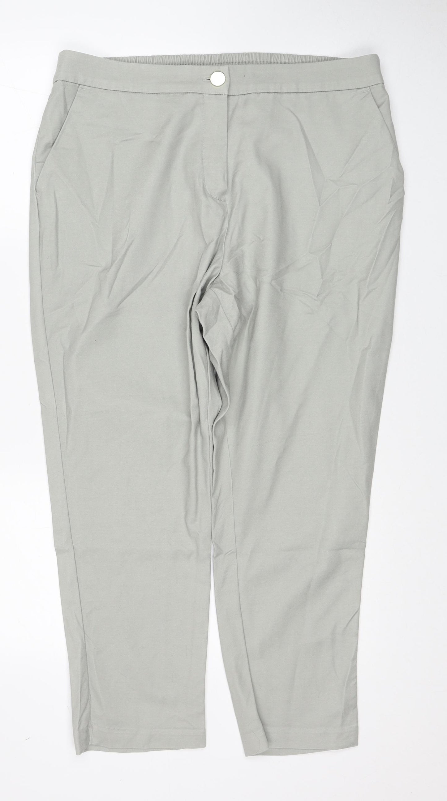 F&F Womens Beige Cotton Trousers Size 18 Regular Zip