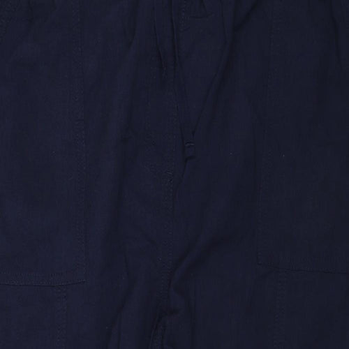 Love Yours Womens Blue Cotton Cropped Trousers Size 20 Regular Drawstring