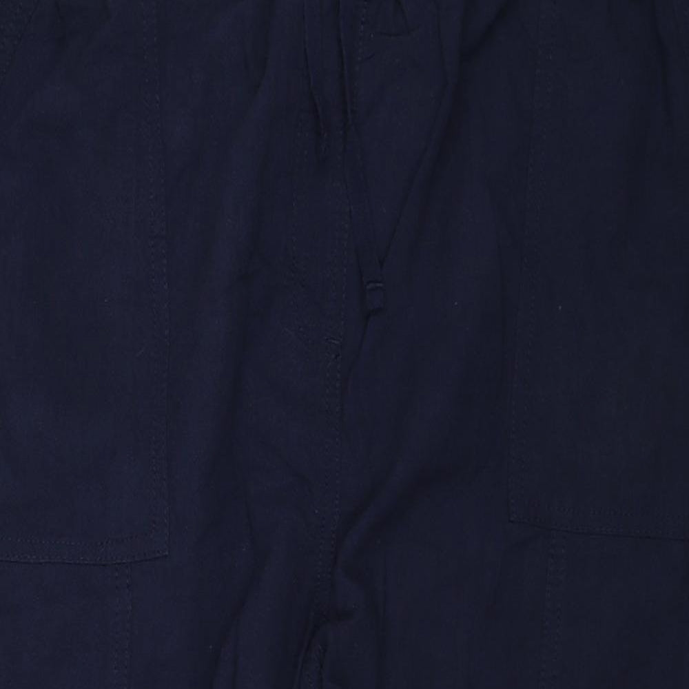 Love Yours Womens Blue Cotton Cropped Trousers Size 20 Regular Drawstring