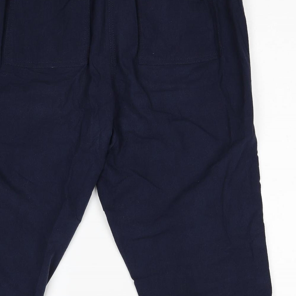 Love Yours Womens Blue Cotton Cropped Trousers Size 20 Regular Drawstring