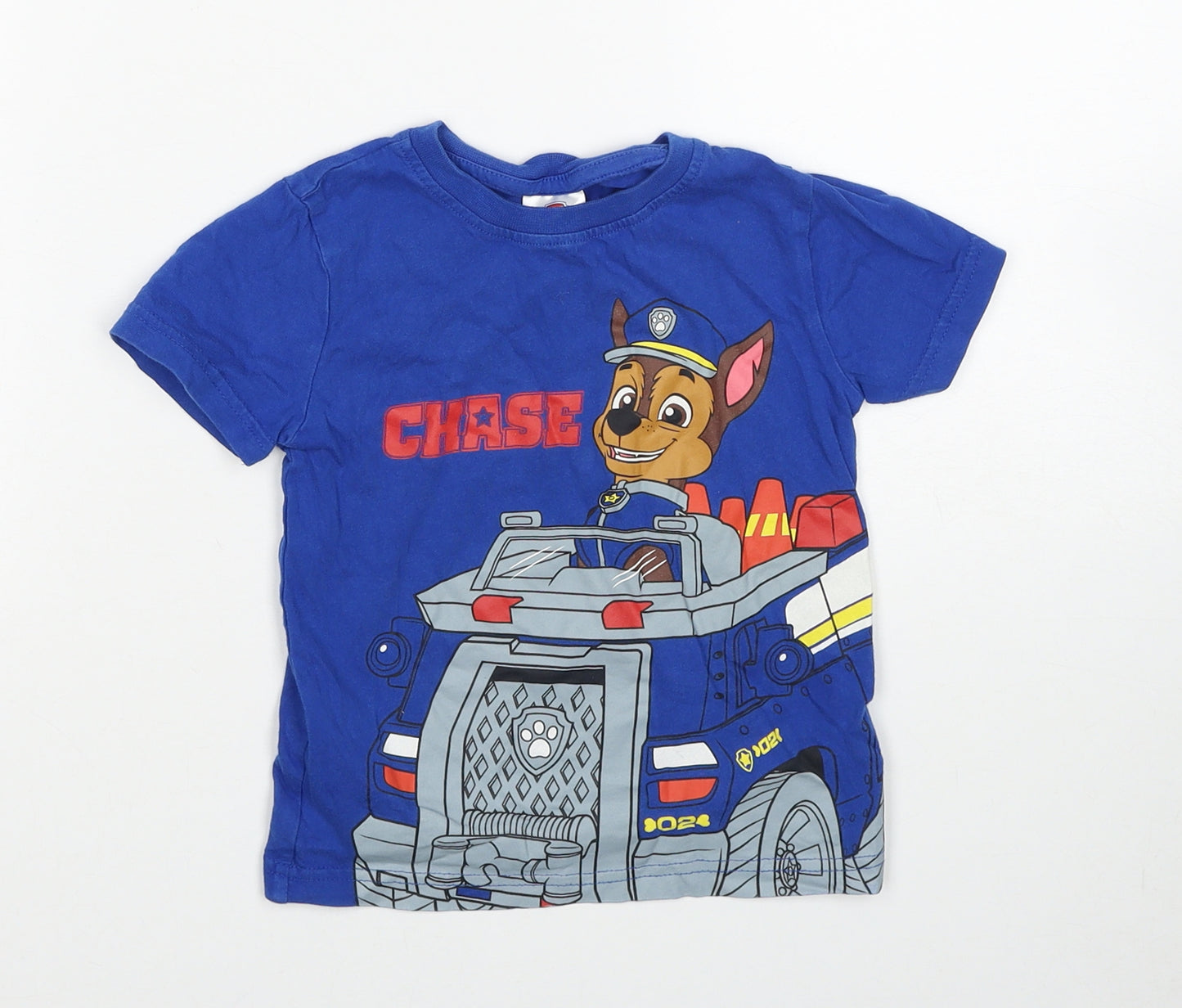 Paw Patrol Boys Blue Cotton Basic T-Shirt Size 2-3 Years Round Neck Pullover - Chase