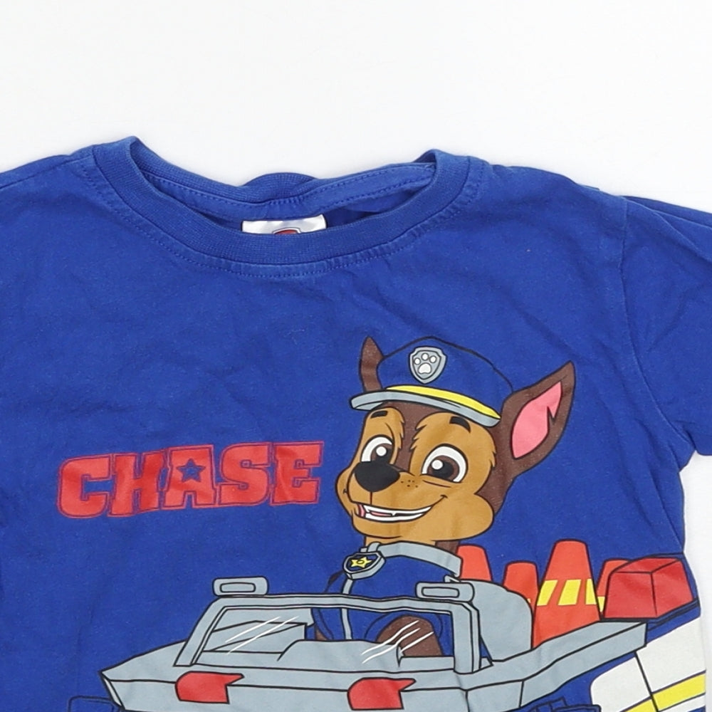 Paw Patrol Boys Blue Cotton Basic T-Shirt Size 2-3 Years Round Neck Pullover - Chase