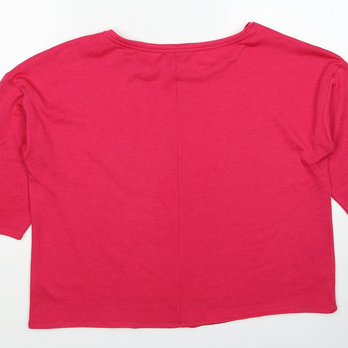 George Womens Pink Polyester Basic T-Shirt Size 14 Round Neck