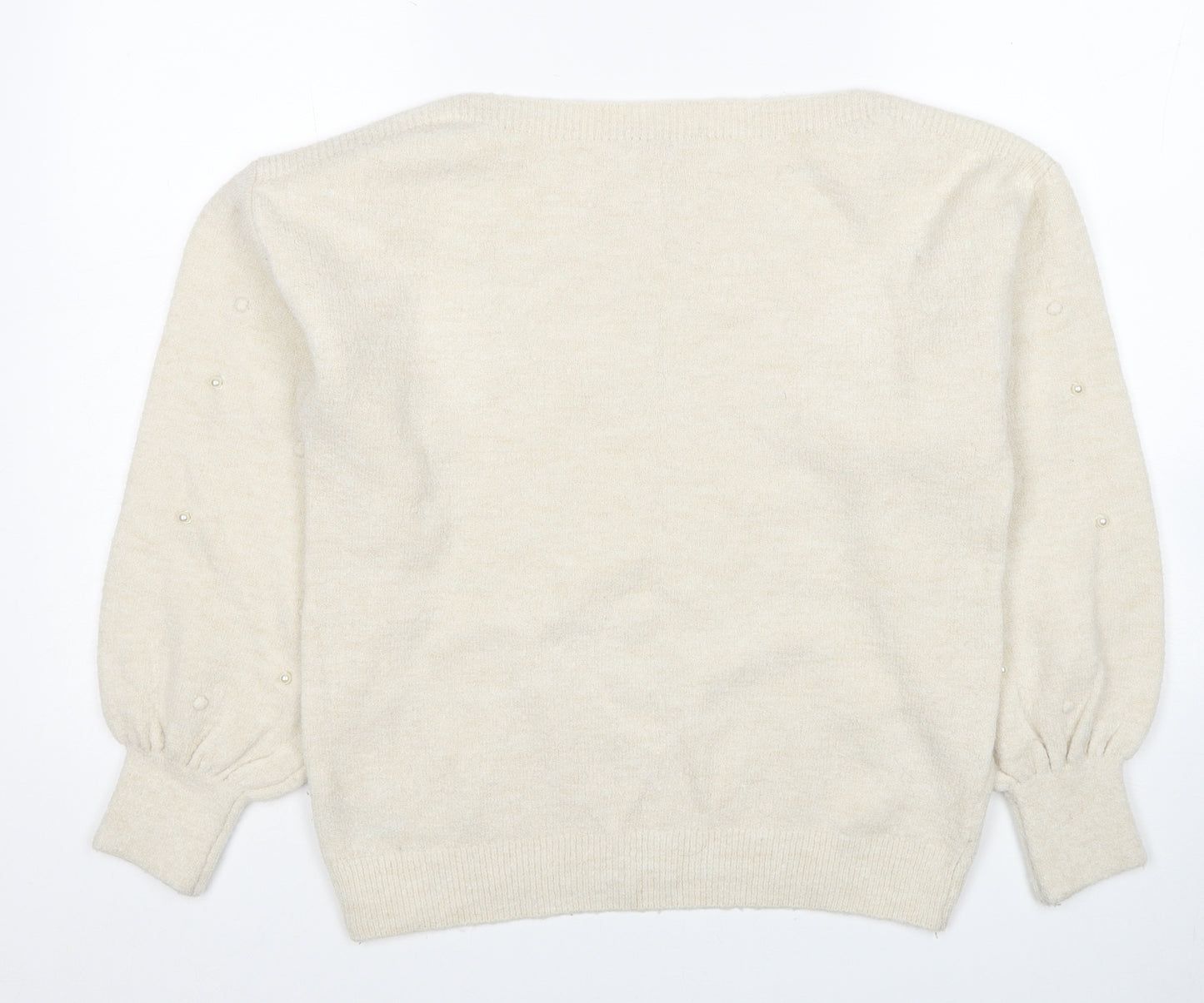 TU Womens White Boat Neck Acrylic Pullover Jumper Size 12