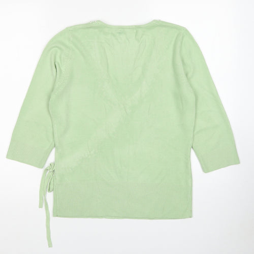 George Womens Green Acrylic Basic T-Shirt Size 12 V-Neck