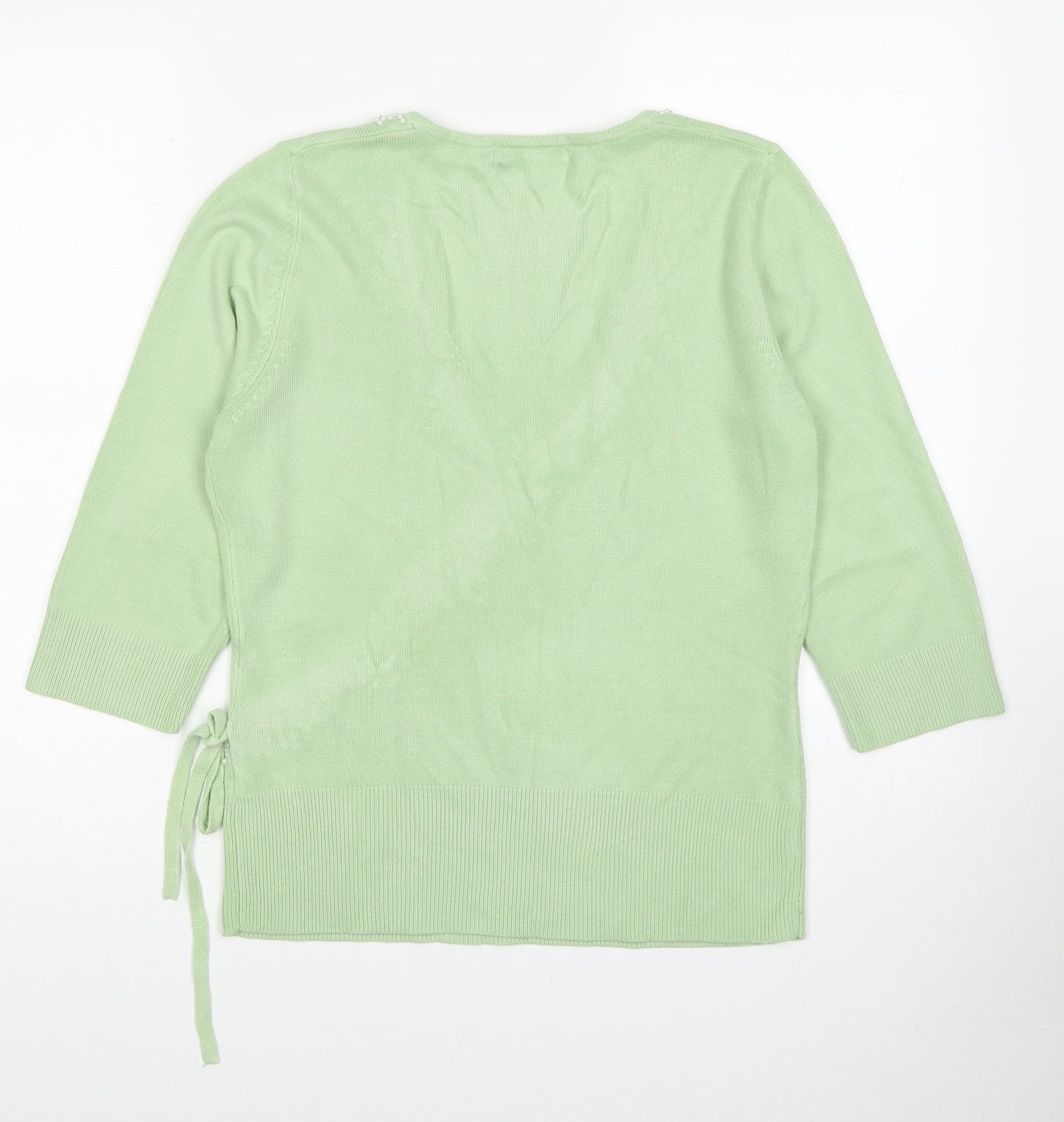 George Womens Green Acrylic Basic T-Shirt Size 12 V-Neck
