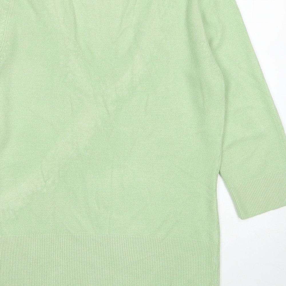 George Womens Green Acrylic Basic T-Shirt Size 12 V-Neck
