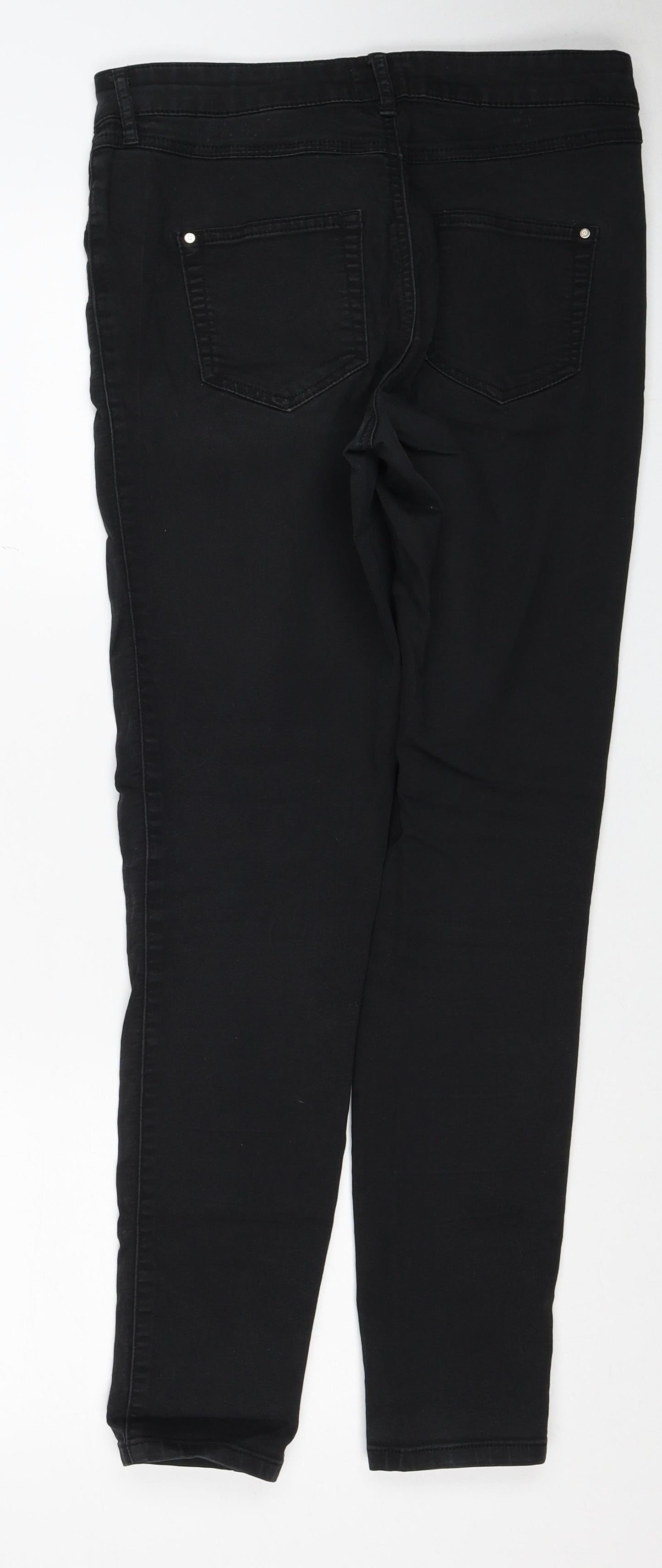 F&F Womens Black Cotton Skinny Jeans Size 10 Regular Zip