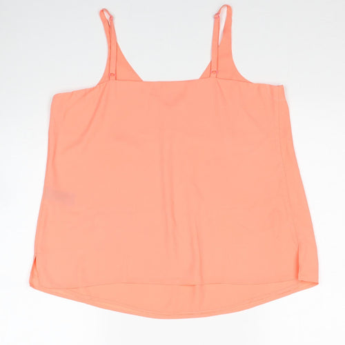 F&F Womens Pink Polyester Basic Tank Size 12 V-Neck