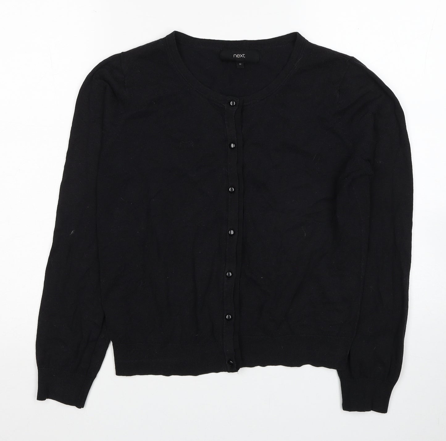 NEXT Womens Black Round Neck Cotton Cardigan Jumper Size 12