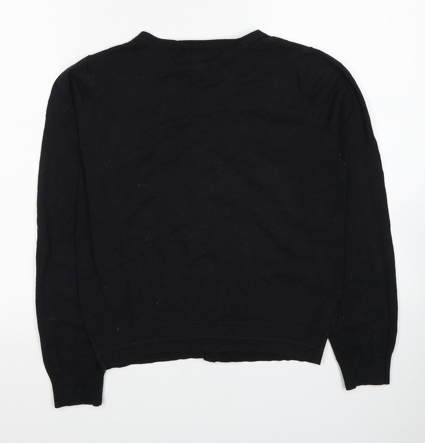 NEXT Womens Black Round Neck Cotton Cardigan Jumper Size 12