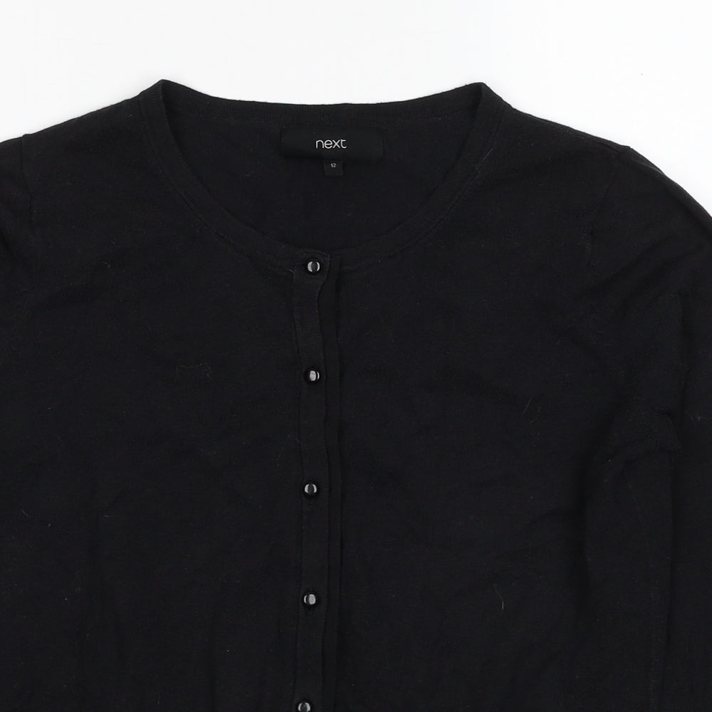 NEXT Womens Black Round Neck Cotton Cardigan Jumper Size 12