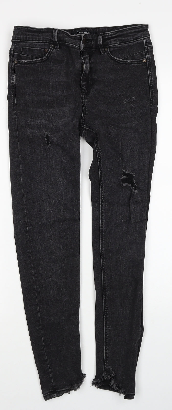 Stradivarius Womens Black Cotton Skinny Jeans Size 10 Regular Zip