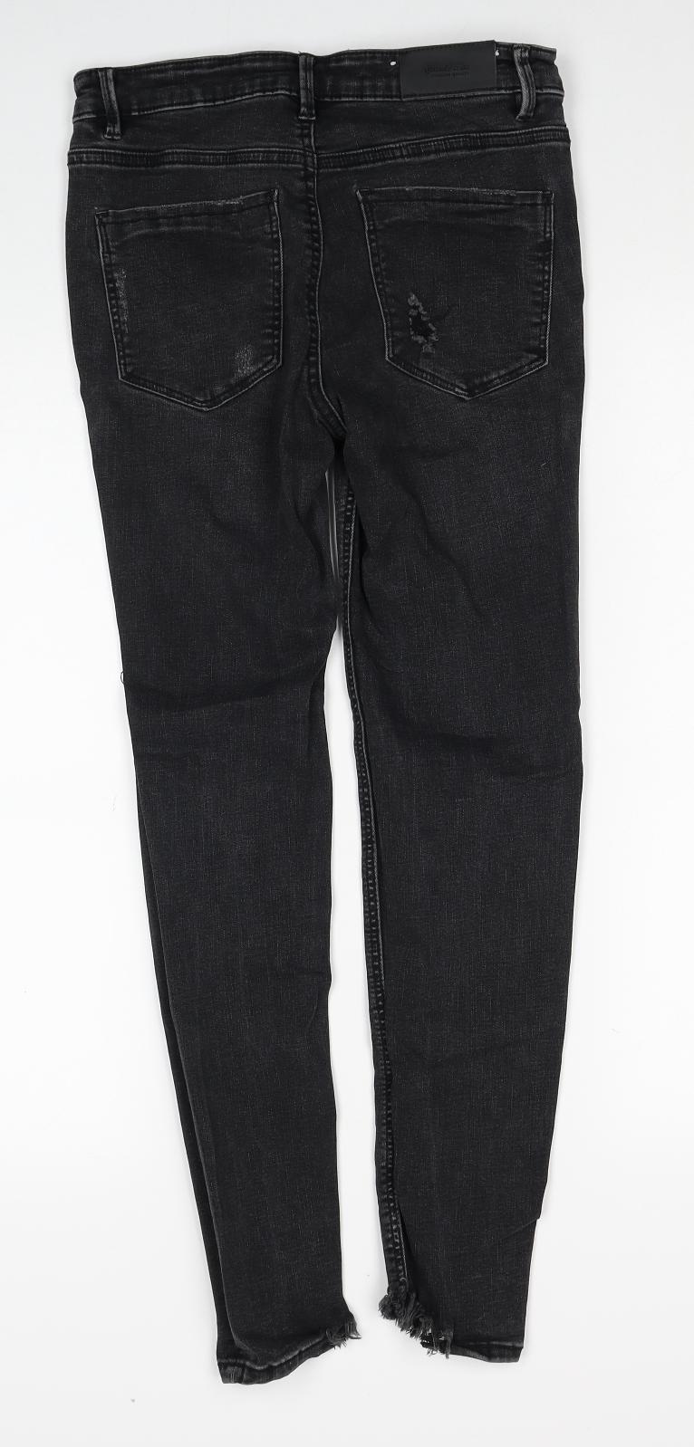 Stradivarius Womens Black Cotton Skinny Jeans Size 10 Regular Zip