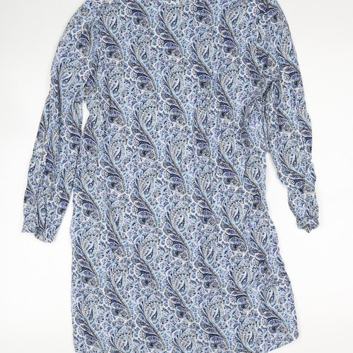 Atmosphere Womens Blue Paisley Viscose A-Line Size 10 V-Neck Pullover