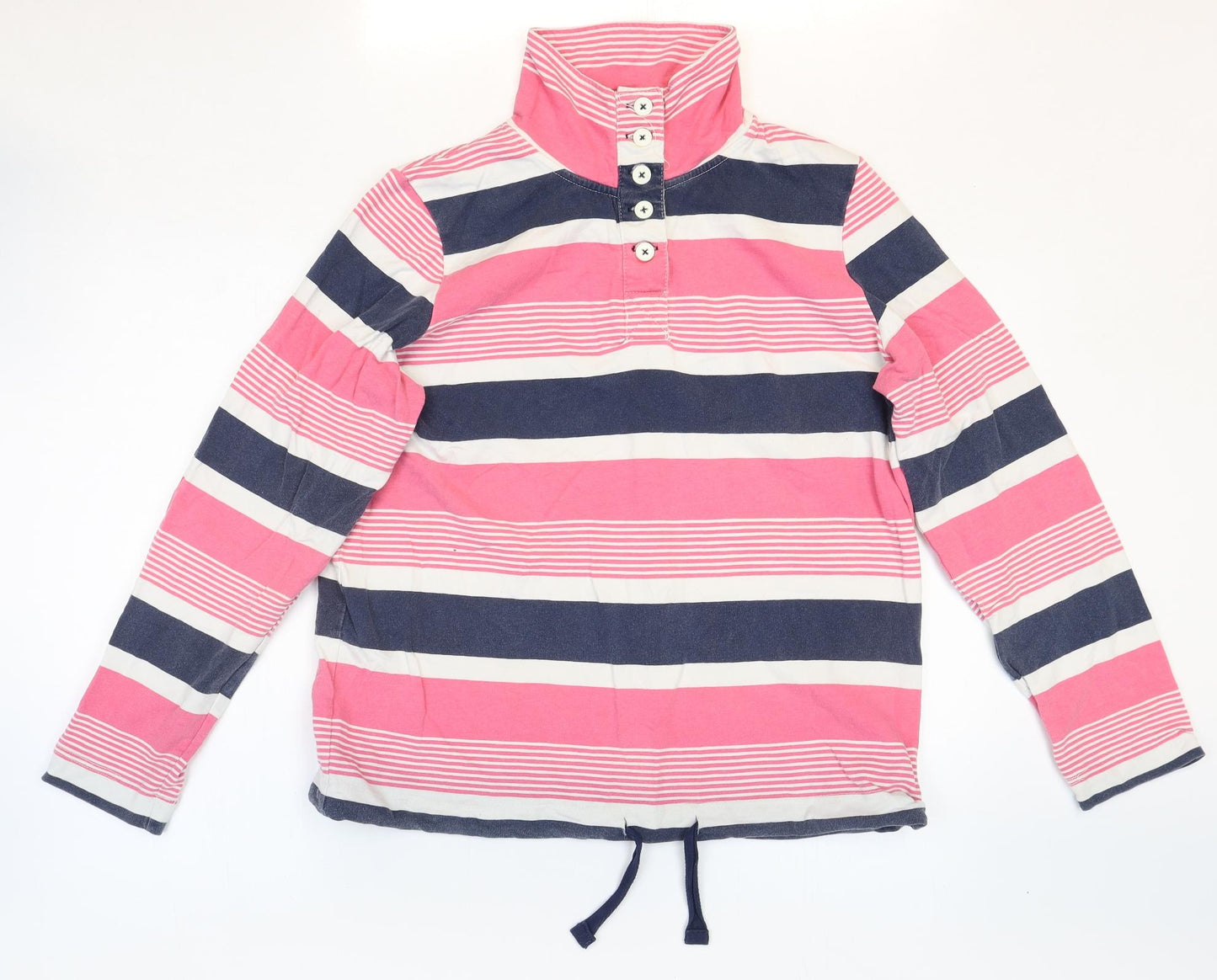NEXT Womens Multicoloured Striped Cotton Basic T-Shirt Size 16 High Neck