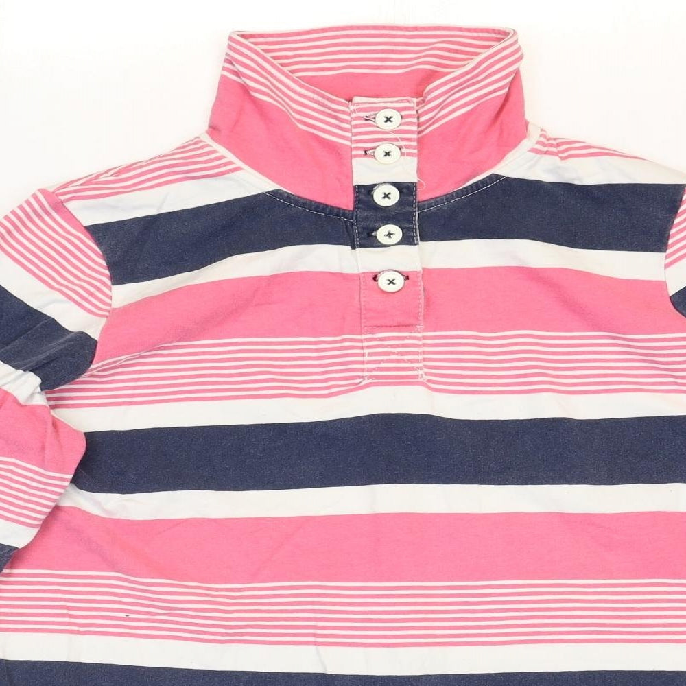 NEXT Womens Multicoloured Striped Cotton Basic T-Shirt Size 16 High Neck
