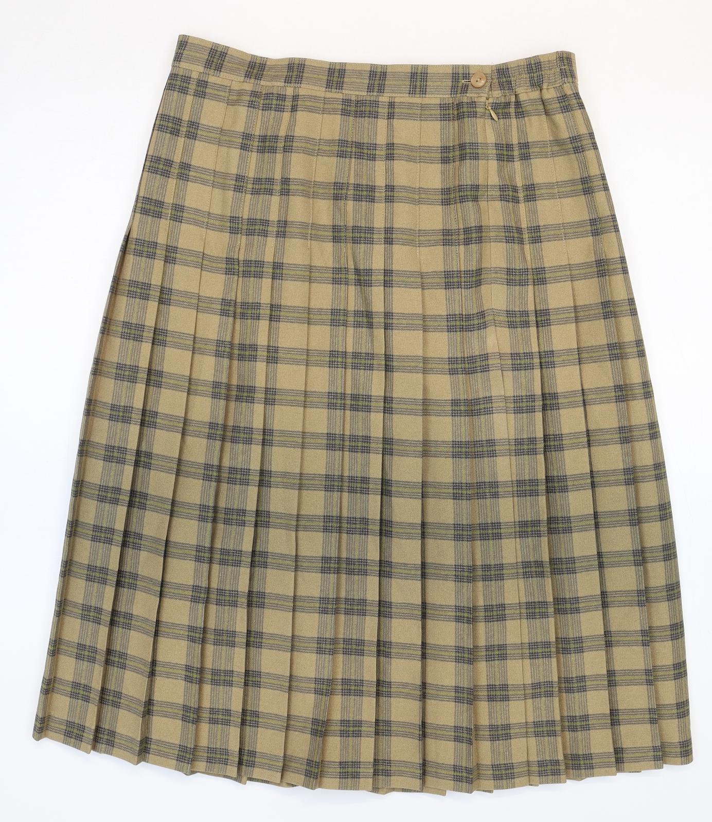Honor Millburn Womens Multicoloured Plaid Polyester Pleated Skirt Size 14 Zip