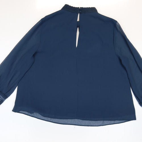 Limited Edition Womens Blue Polyester Basic Blouse Size 16 Round Neck