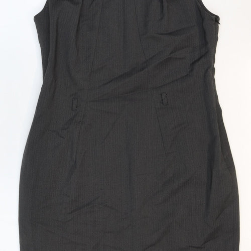 NEXT Womens Grey Polyester Pencil Dress Size M Boat Neck Zip - Pleat Detail