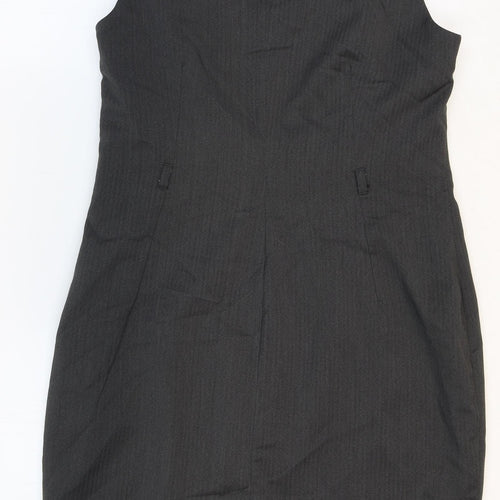 NEXT Womens Grey Polyester Pencil Dress Size M Boat Neck Zip - Pleat Detail