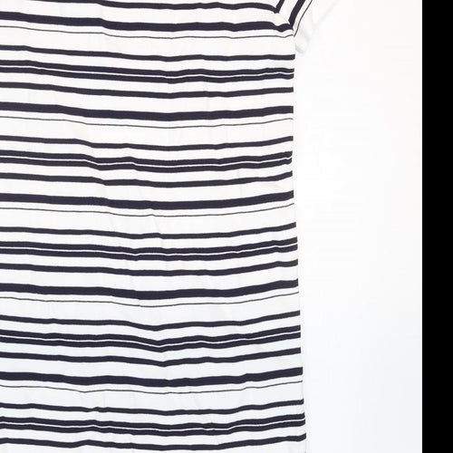 Zara Womens White Striped Polyamide T-Shirt Dress Size S Round Neck Pullover