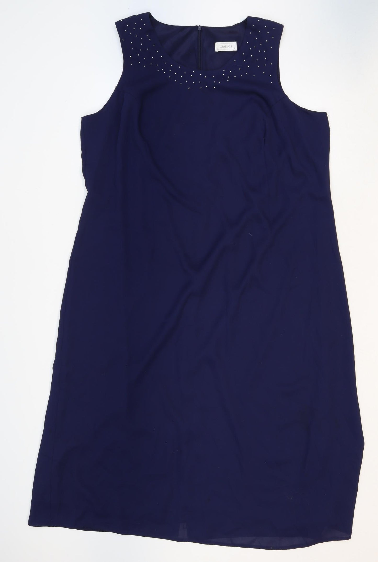 Classic Womens Purple Polyester Tank Dress Size 20 Round Neck Zip