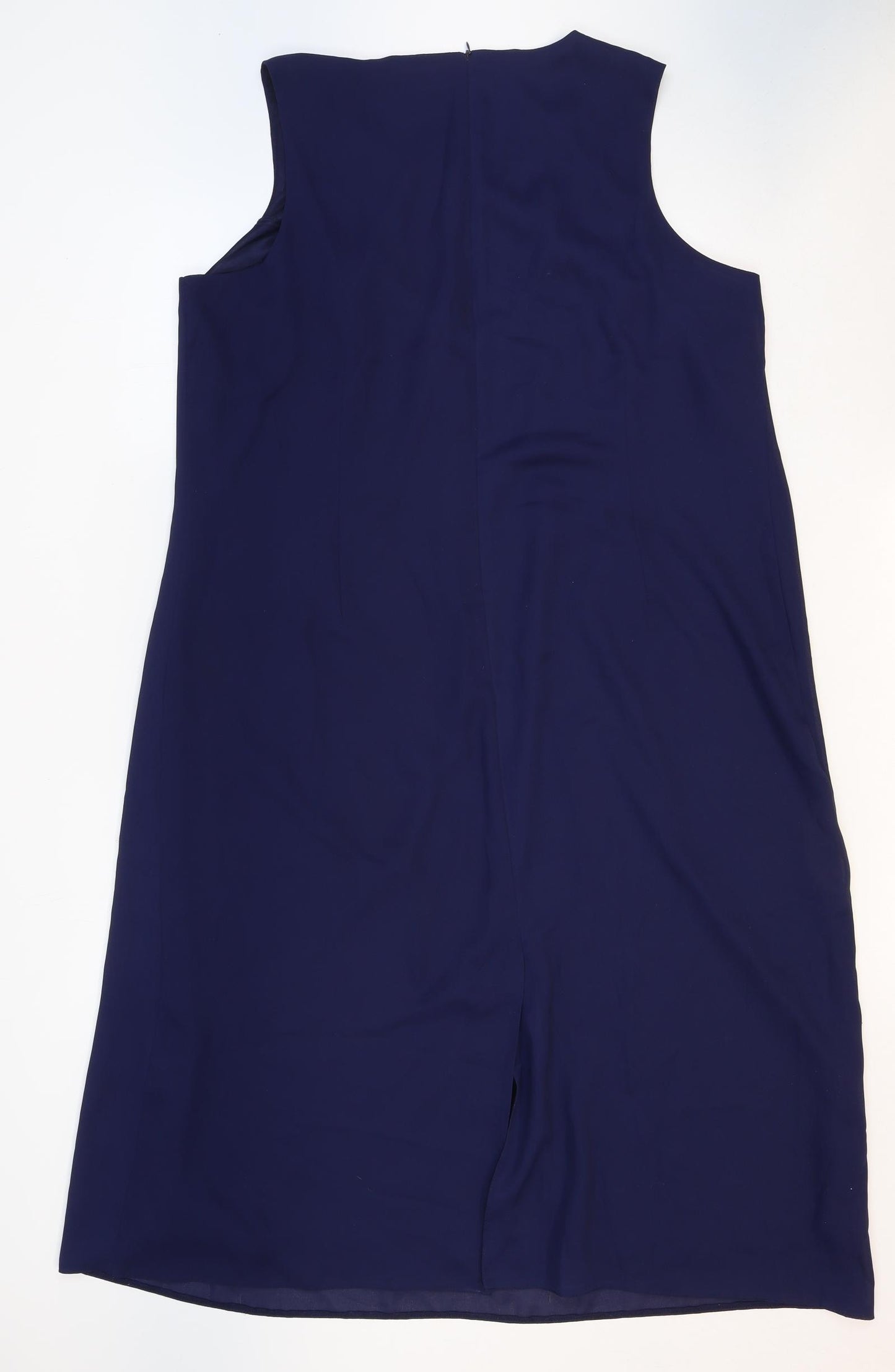 Classic Womens Purple Polyester Tank Dress Size 20 Round Neck Zip