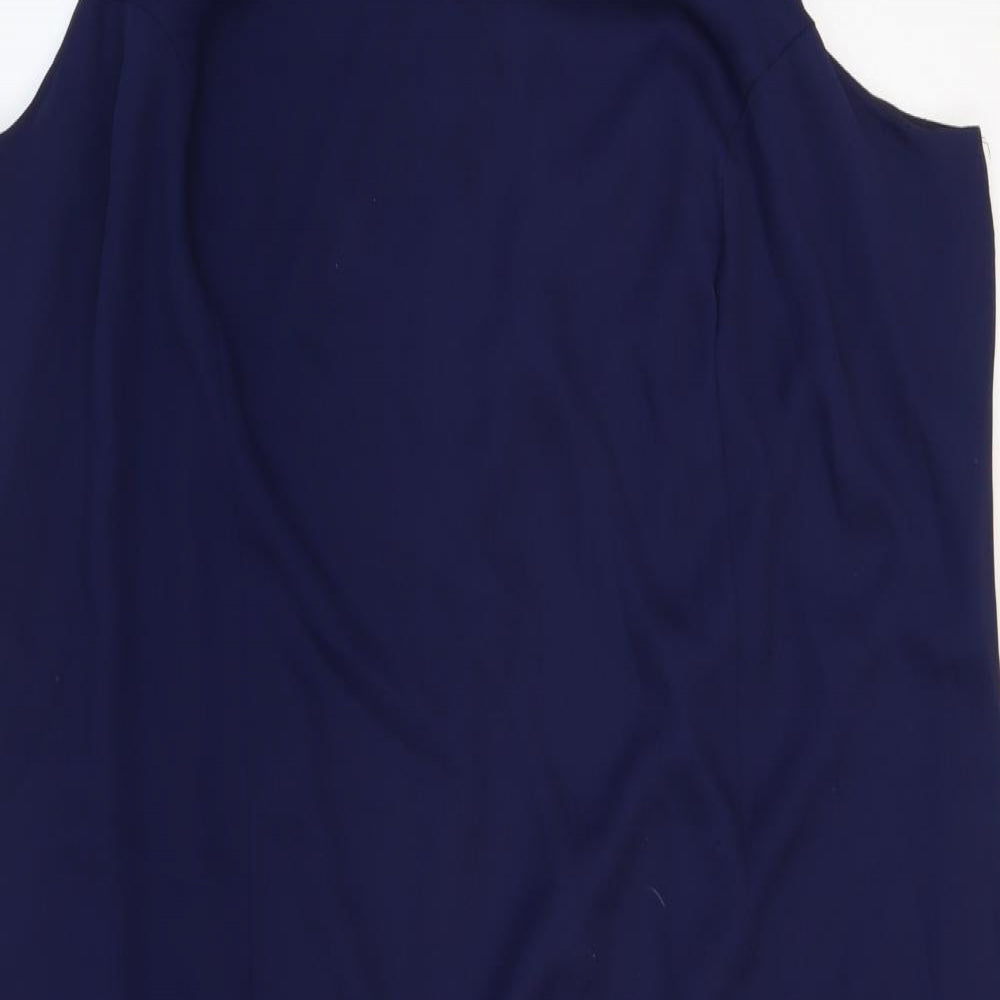 Classic Womens Purple Polyester Tank Dress Size 20 Round Neck Zip