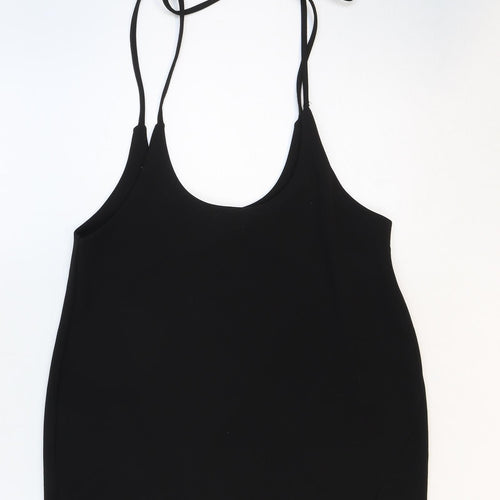 Preworn Womens Black Polyester Basic Tank Size 14 Round Neck