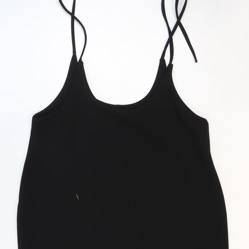 Preworn Womens Black Polyester Basic Tank Size 14 Round Neck
