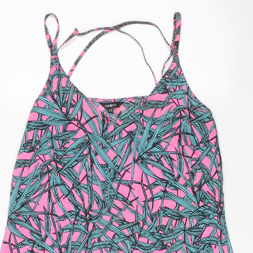 PEP&CO Womens Pink Geometric Polyester Mini Size 14 V-Neck Pullover
