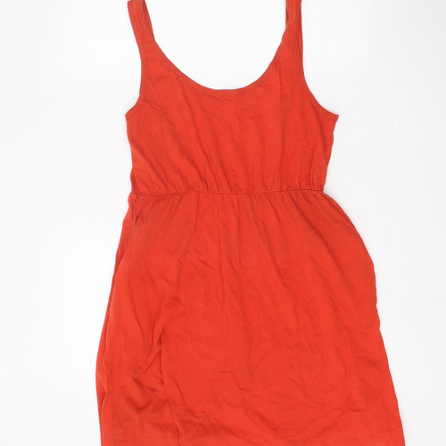 Preworn Womens Red 100% Cotton Tank Dress One Size Scoop Neck Pullover