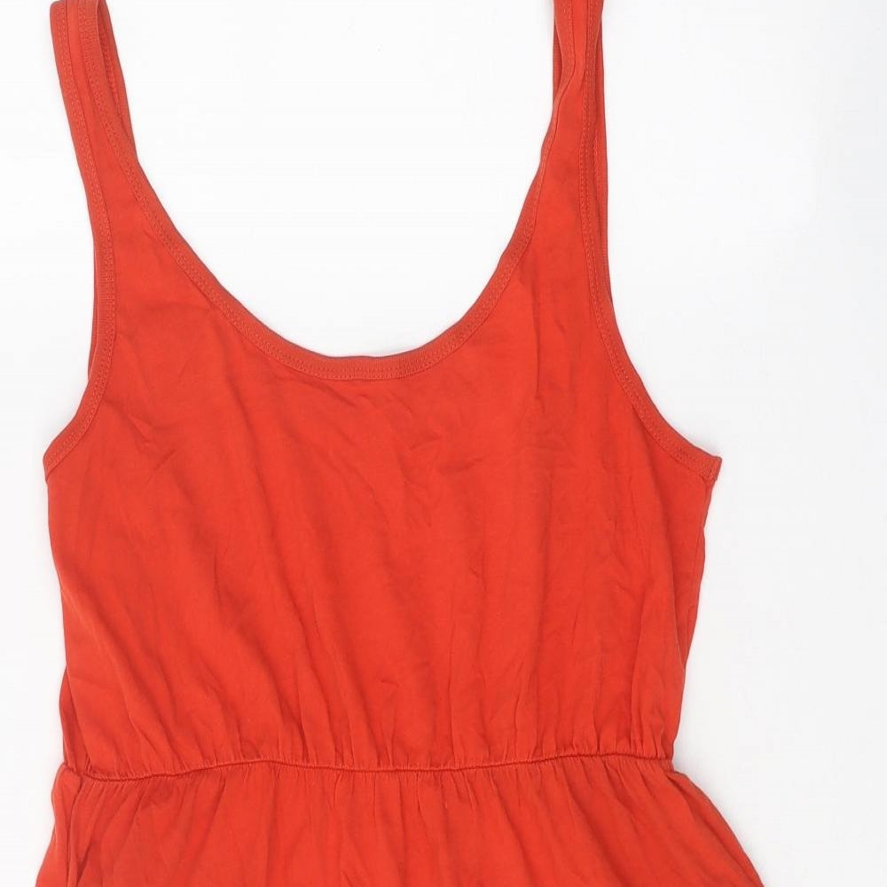 Preworn Womens Red 100% Cotton Tank Dress One Size Scoop Neck Pullover