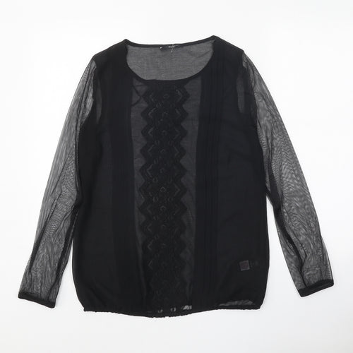 F&F Womens Black Polyester Basic Blouse Size 8 Round Neck