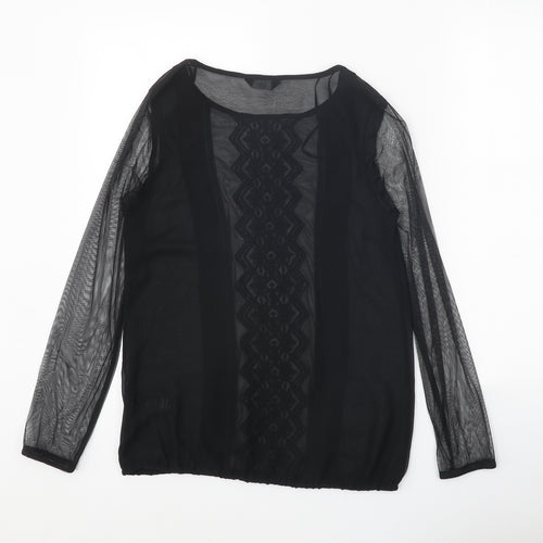 F&F Womens Black Polyester Basic Blouse Size 8 Round Neck