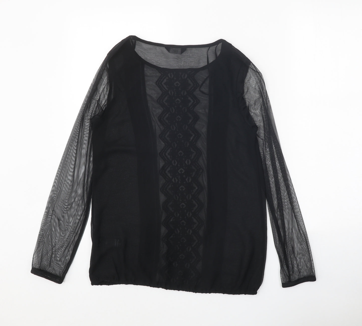 F&F Womens Black Polyester Basic Blouse Size 8 Round Neck
