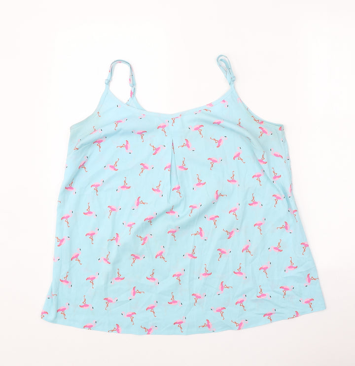 Simply Be Womens Blue Geometric Polyester Basic Tank Size 12 Round Neck - Flamingo Pattern