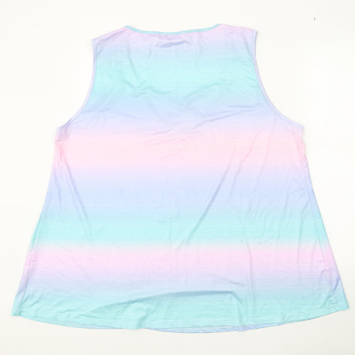Flycuroy Womens Multicoloured Polyester Tunic Tank Size 3XL V-Neck - Cross Strap Detail