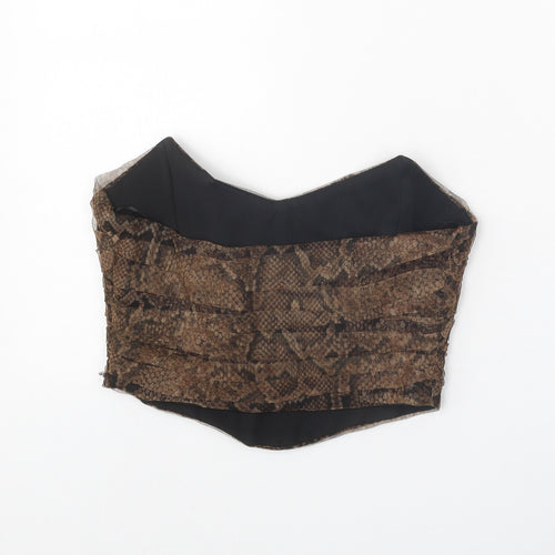 Zara Womens Brown Animal Print Polyester Cropped Blouse Size S Sweetheart - Snake Skin Print Bandeau
