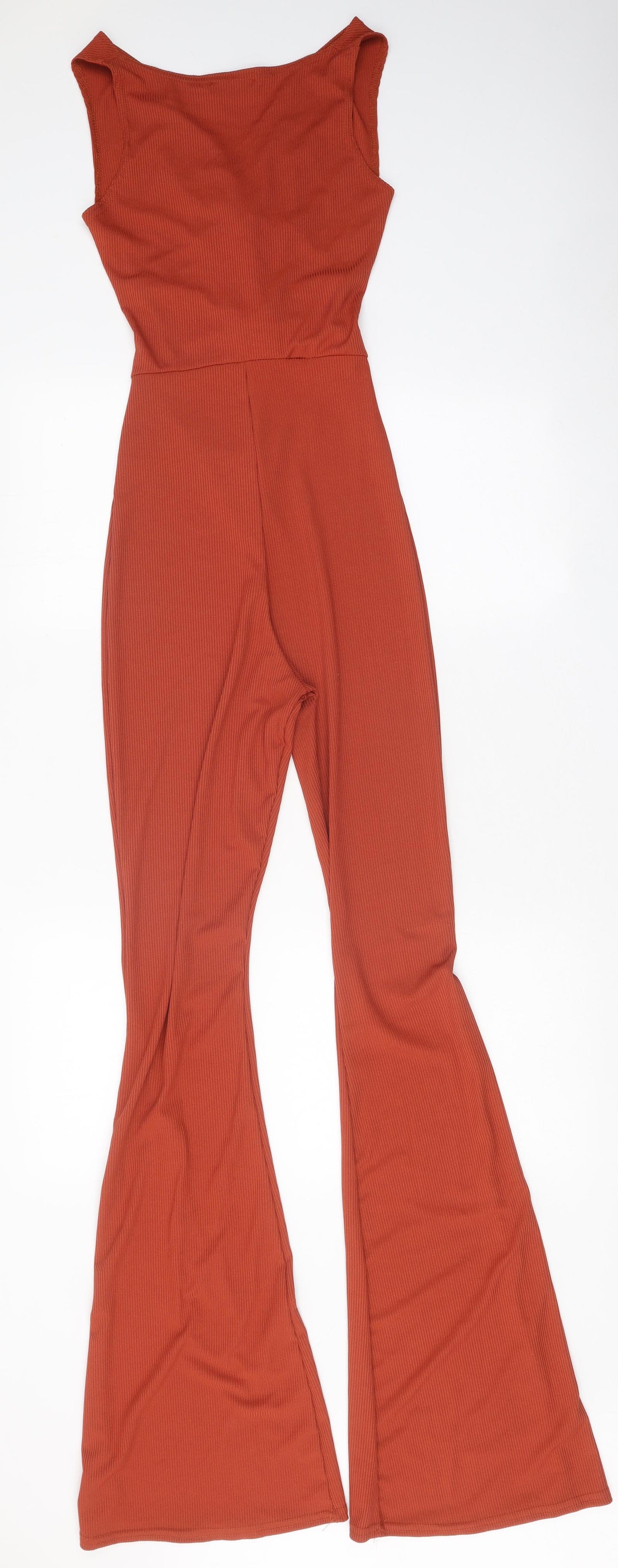PRETTYLITTLETHING Womens Orange Polyester Jumpsuit One-Piece Size 6 Pullover