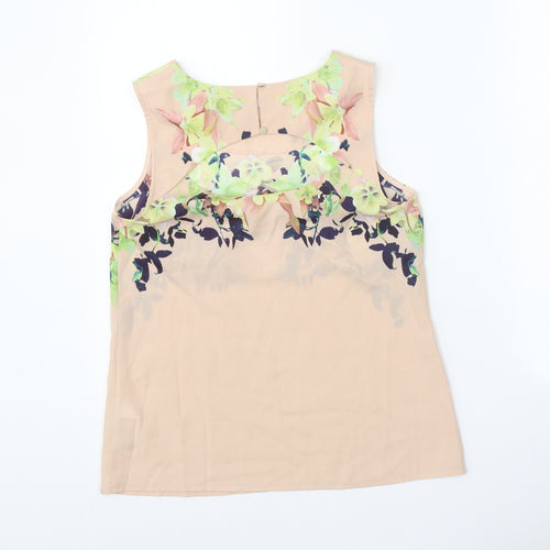 Oasis Womens Beige Polyester Basic Blouse Size 8 Scoop Neck