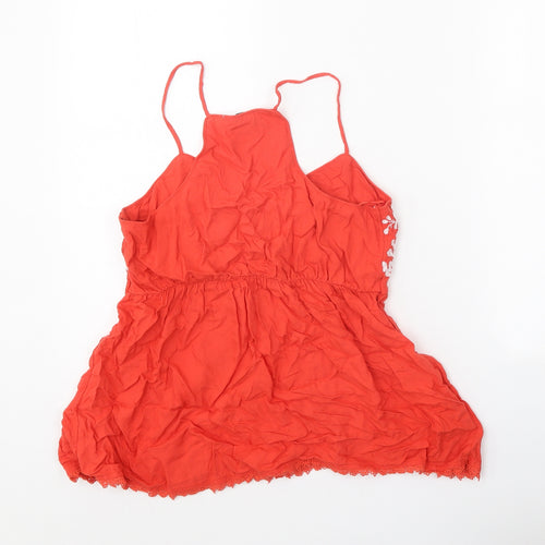 F&F Womens Red Viscose Basic Blouse Size 6 V-Neck