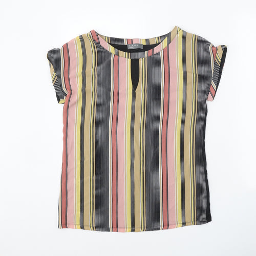 Papaya Womens Multicoloured Striped Polyester Basic Blouse Size 8 Scoop Neck